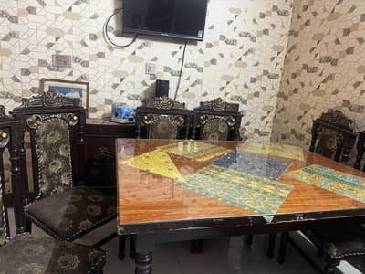 DINNING TABLE WITH 6 CHAIR CHANIOTI DESIGN WOOD TOP 03281010987