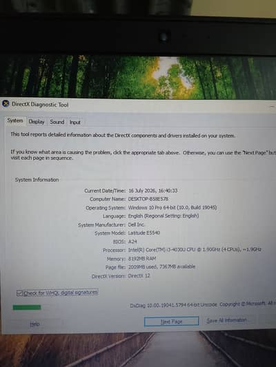 LATITUDE E5540 i3/4th gen