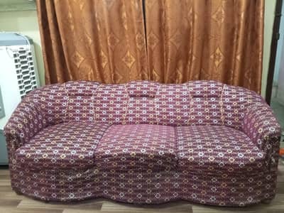 5 Seater Sofa Set - Maroon Floral - 3+1+1 - Karachi