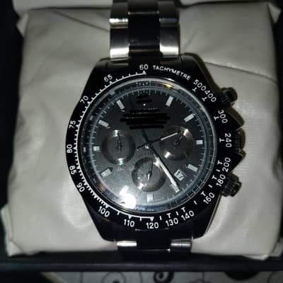 Stylish Chronograph Watch (Black – Metal Strap