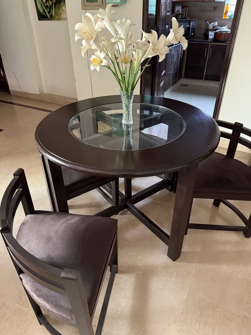 Round Glass Dining Table Set 2