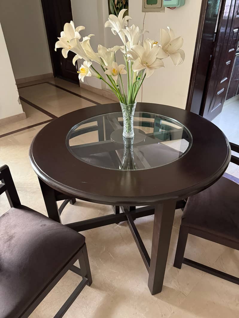 Round Glass Dining Table Set 4