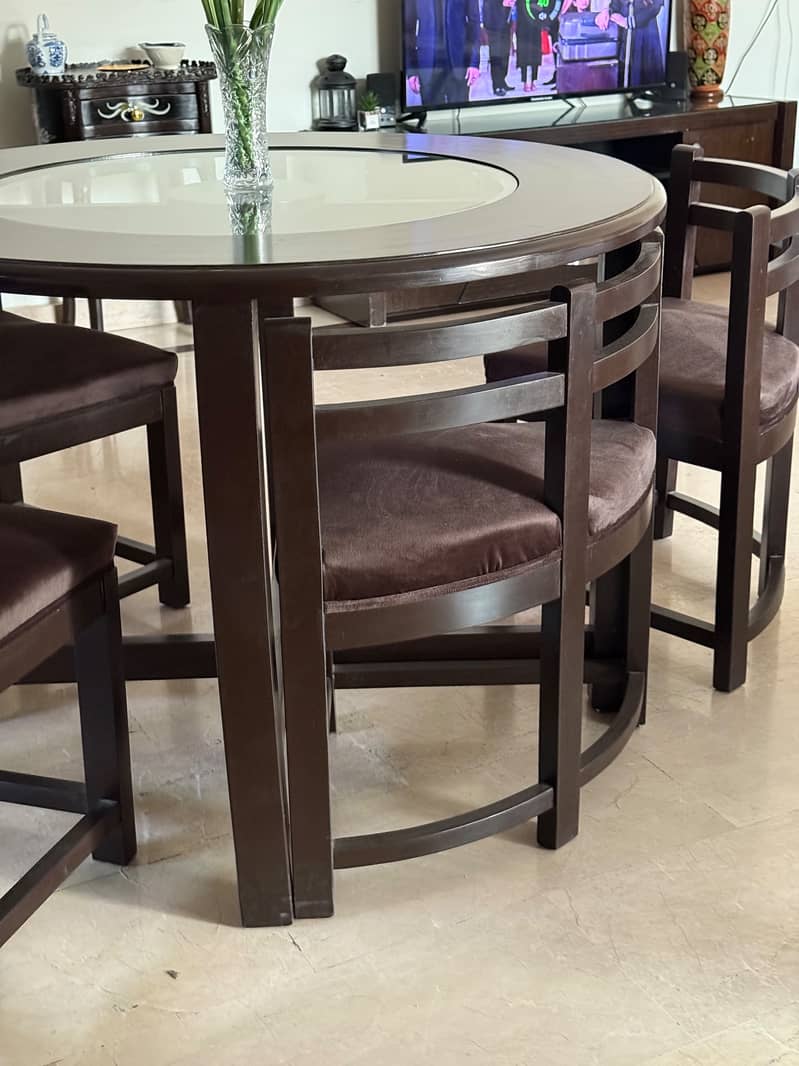 Round Glass Dining Table Set 6