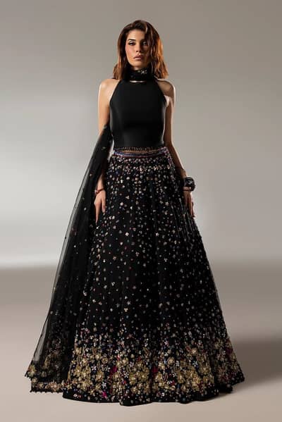 AYESHA SHOAIB MALIK - Black Designer Lehnga
