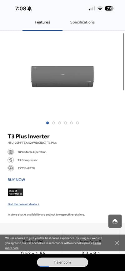 Haier 1.5 Ton T3 Plus Inverter - latest model - 4 months used