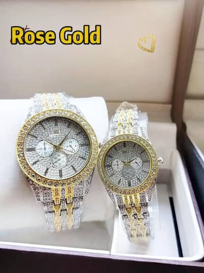 Stainless Steel Diamond Stone Couple Watches
