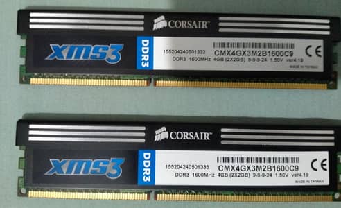 New Corsair XMS3 8GB Kit (2x4GB) DDR3 1600MHz CPU Desktop RAM