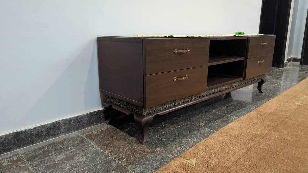TV Console Table with Wall Panel 1