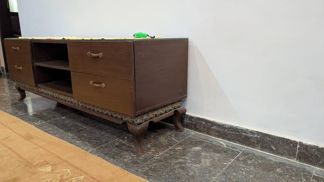TV Console Table with Wall Panel 2