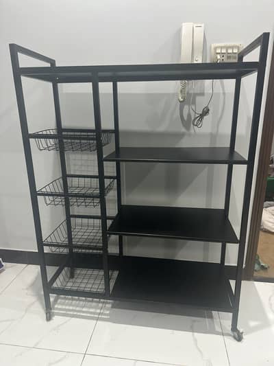 Portable kitchen metal trolly