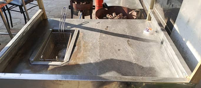 Fries  cart and fries cutting machine