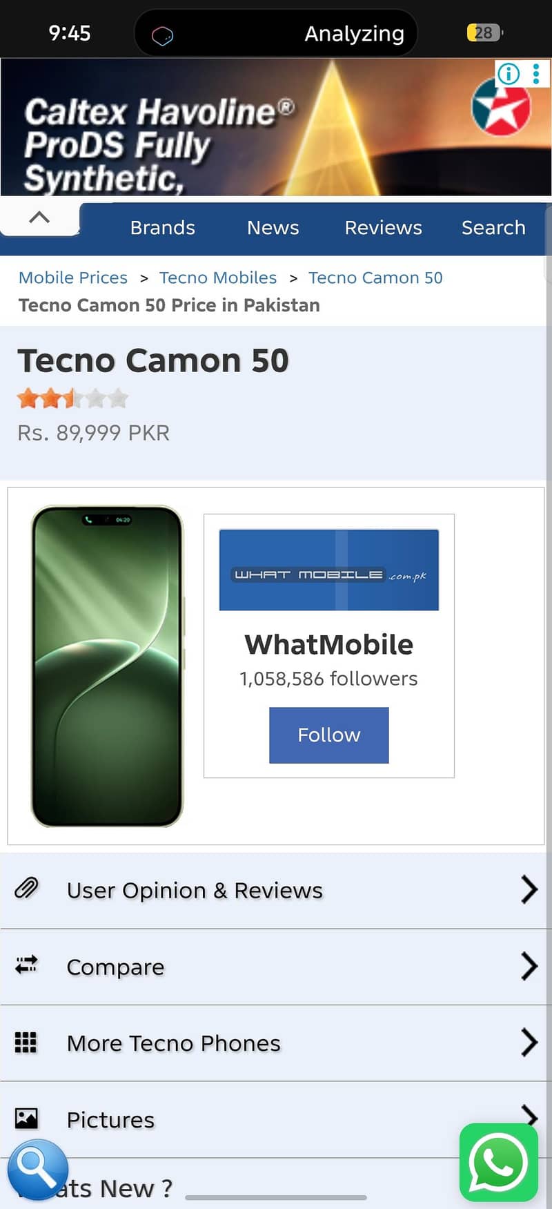 Tecno camon 50 0