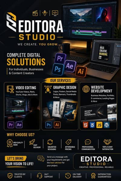 Video Editing, Graphics Designing & Website Development Services