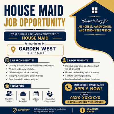 2 Females House Maid 2 hours only