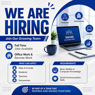 We are hiring mail and females staff for office and online work.
