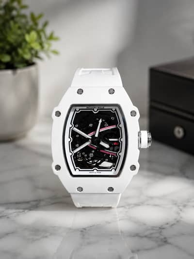 Luxury Skeleton Dial White Watch for Men