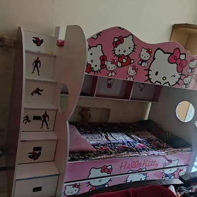 Kids Bunk Bed 3-in-1 | Baby Pink | 2 new Mattresses Included
