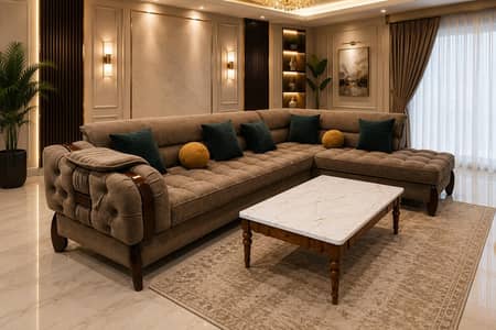 Luxury L Shape Sofa Set | Premium Fabric | Modern Design