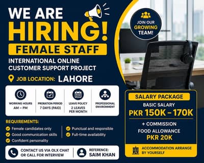 Female Customer Support / Live Chat Agents Required – Lahore