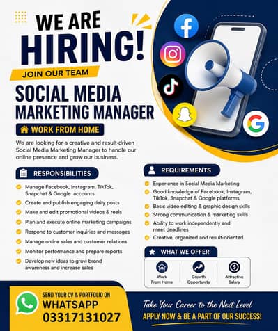 Social media marketing manager work from home