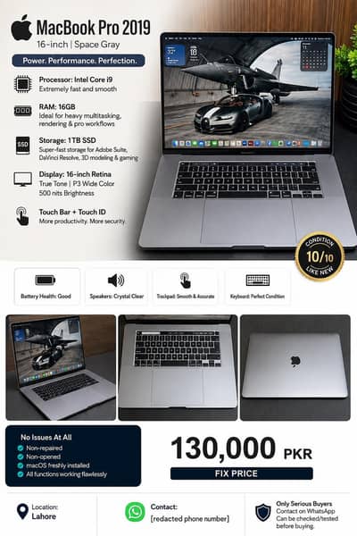 Apple MacBook Pro 16" (2019) – Core i9 | 16GB RAM | 1TB SSD