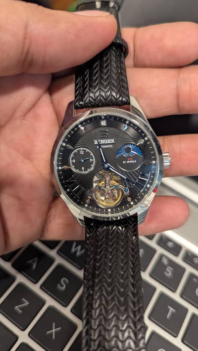 Binger Swiss 22 jewels Tourbillon Mechanical Men Watch B 1186