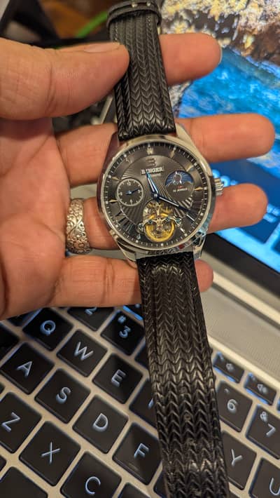 Binger Swiss 22 jewels Tourbillon Mechanical Men Watch B 1186