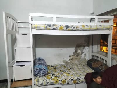 wooden bunker bed / double decker / complete set with mattress