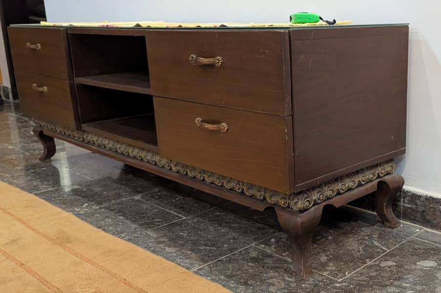 TV Console Table with Wall Panel 1