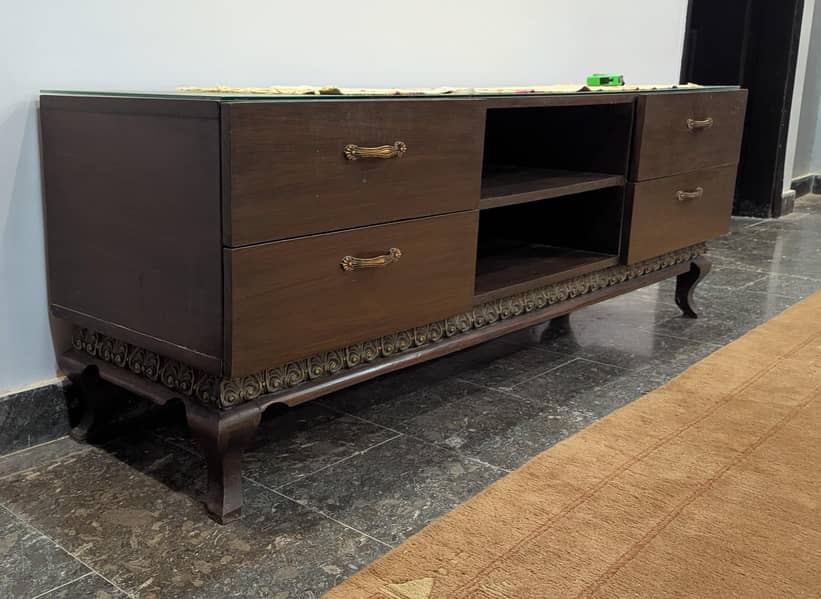 TV Console Table with Wall Panel 2