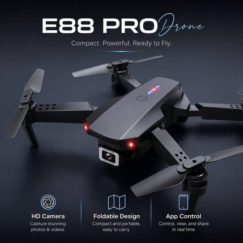 Drone E88 Pro Foldable HD Camera App Control 2