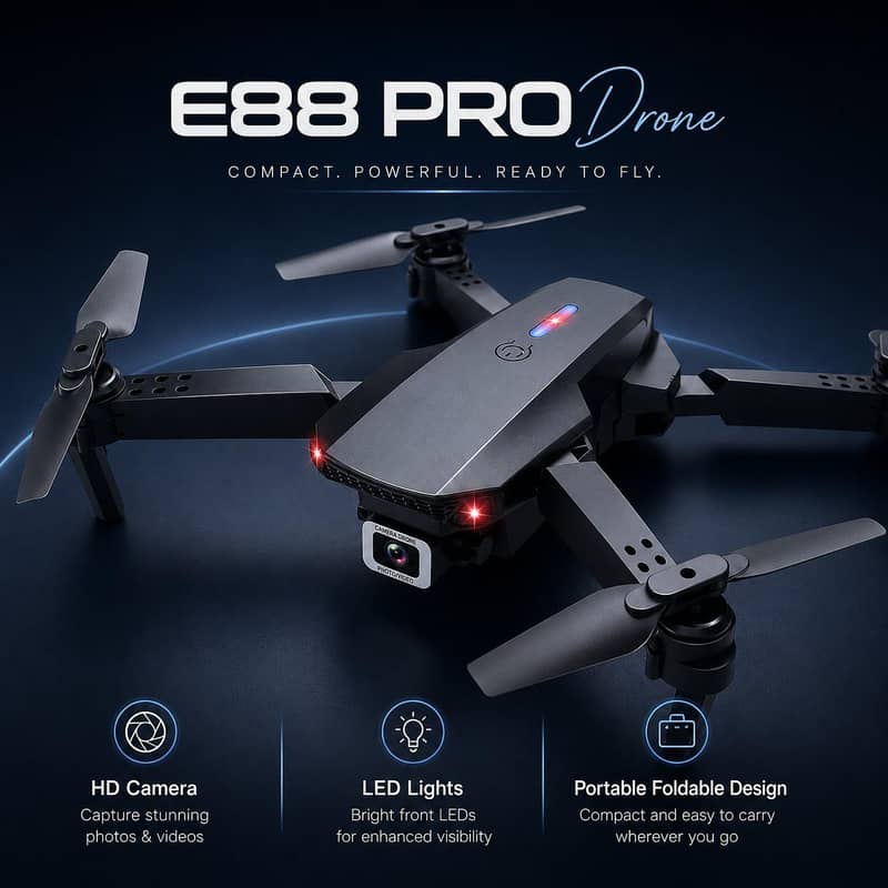 Drone E88 Pro Foldable HD Camera App Control 4