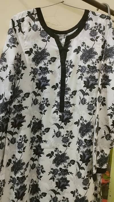 white printed flat collar 2 piece dress for sale