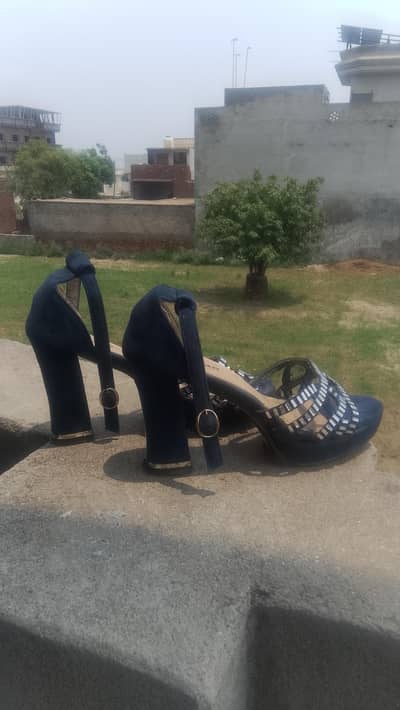 Women's Navy Blue Block Heel Sandals