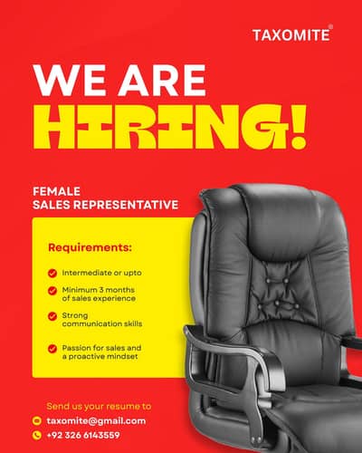 Sales Representatives Required | Sales | Female Jobs | Taxomite. pk