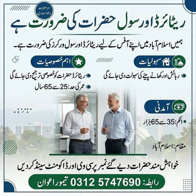 staff required for office work in islamabad (metric to master)