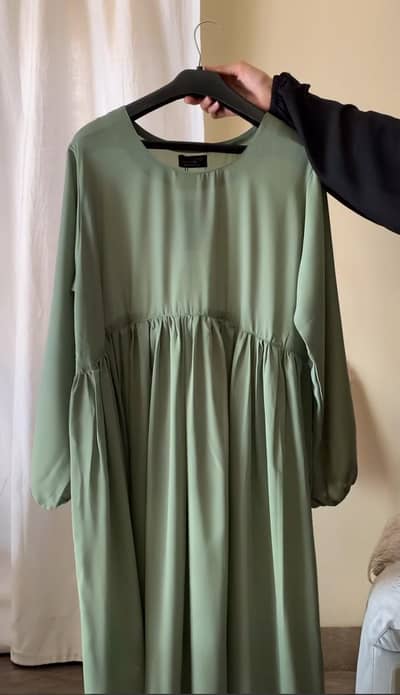 sage green 3 piece abaya set