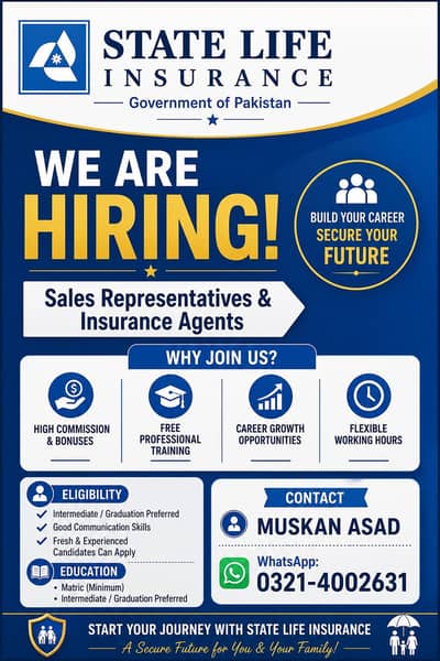 State Life Insurance - Part Time Sales Agents Required
