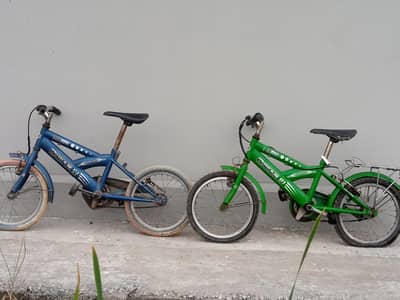 2 bicycle blue and green