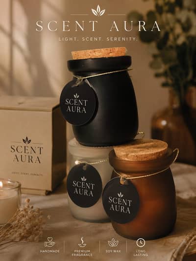 Scent Aura Handmade Soy Wax Scented Candle – Premium Home Fragrance