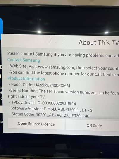 Samsung 65” 4K UHD Smart LED TV (Model: RU7400) – Carefully Used