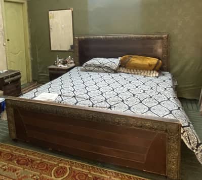 Bed with side tables and Mirror for sale