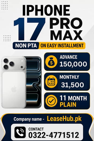 Apple iPhone 17 Pro Max Non Pta On Easy Installment Only Lahore