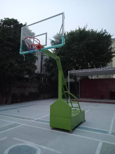basketball moveable pole and tempered glass board available