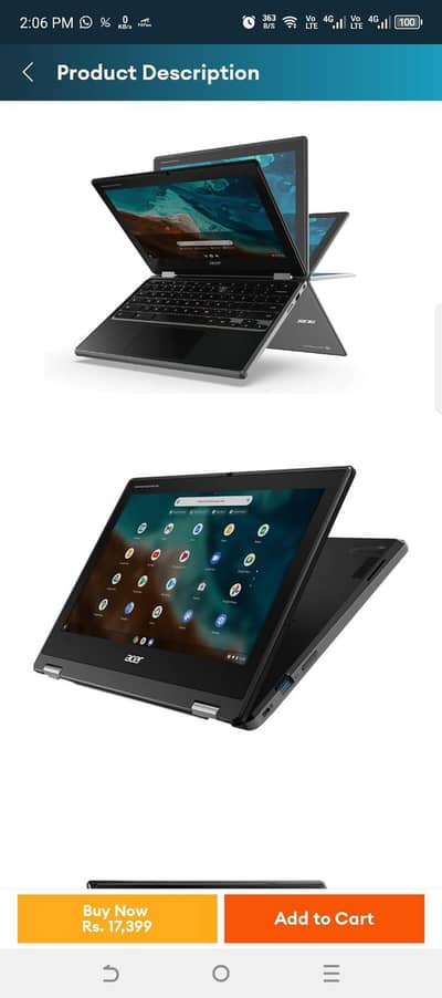 Chromebook Acer 4GB/32GB touch and paid