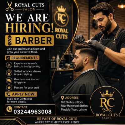WE ARE HIRING! BARBER