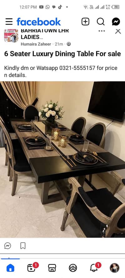 6 Seater Dining Table || Luxury wooden dining table for Sale