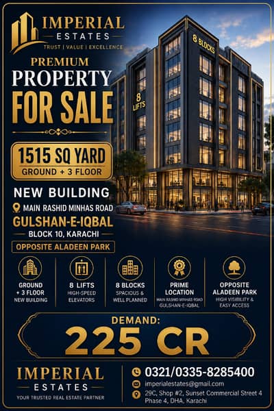 1515 Sq Yds New G+3 Building Opposite Aladeen Park for Sale