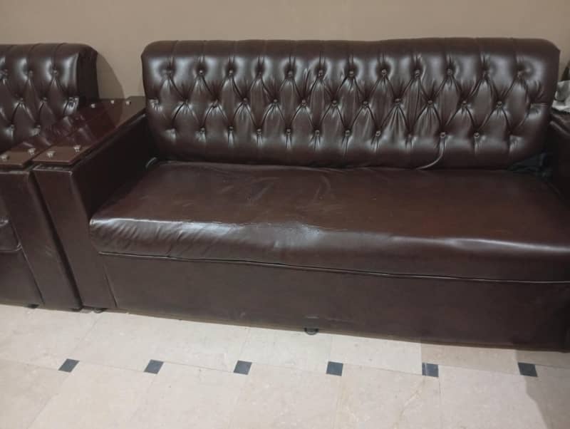 Leather Brown Sofa Set 0