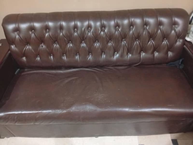 Leather Brown Sofa Set 1
